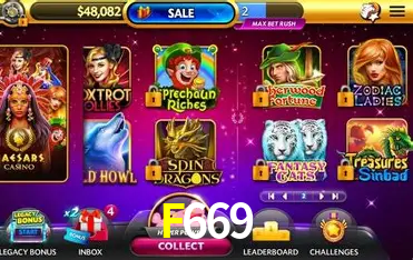 Catálogo de jogos F669 com fornecedores Pragmatic Play, Evolution, NetEnt